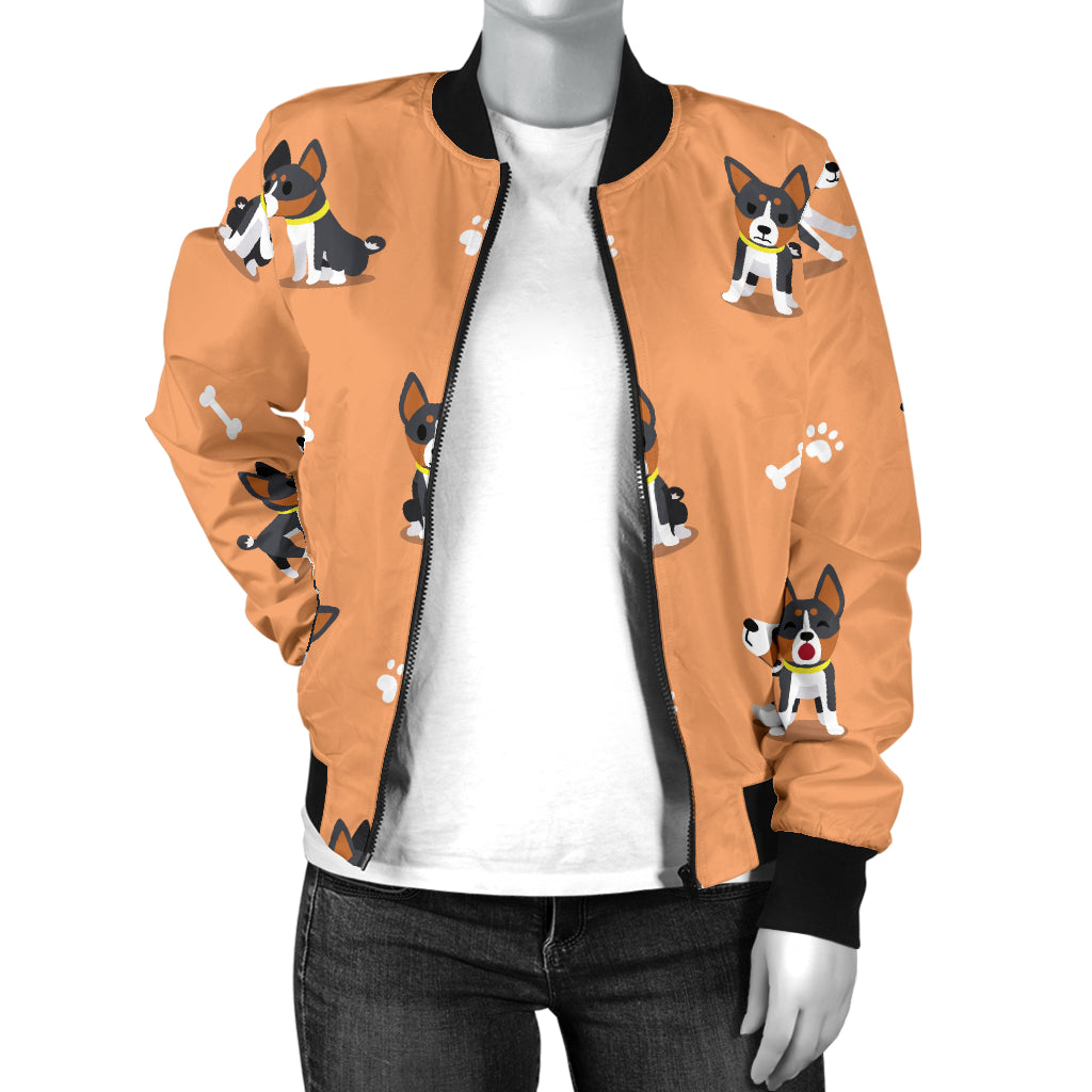 Basenji Pattern Print Design 01 Women's Bomber Jacket