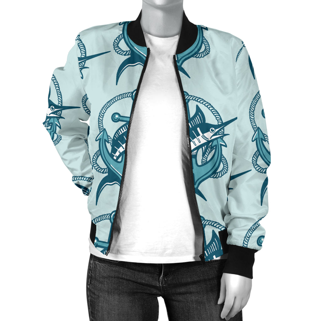Swordfish Pattern Print Design 03 Women's Bomber Jacket