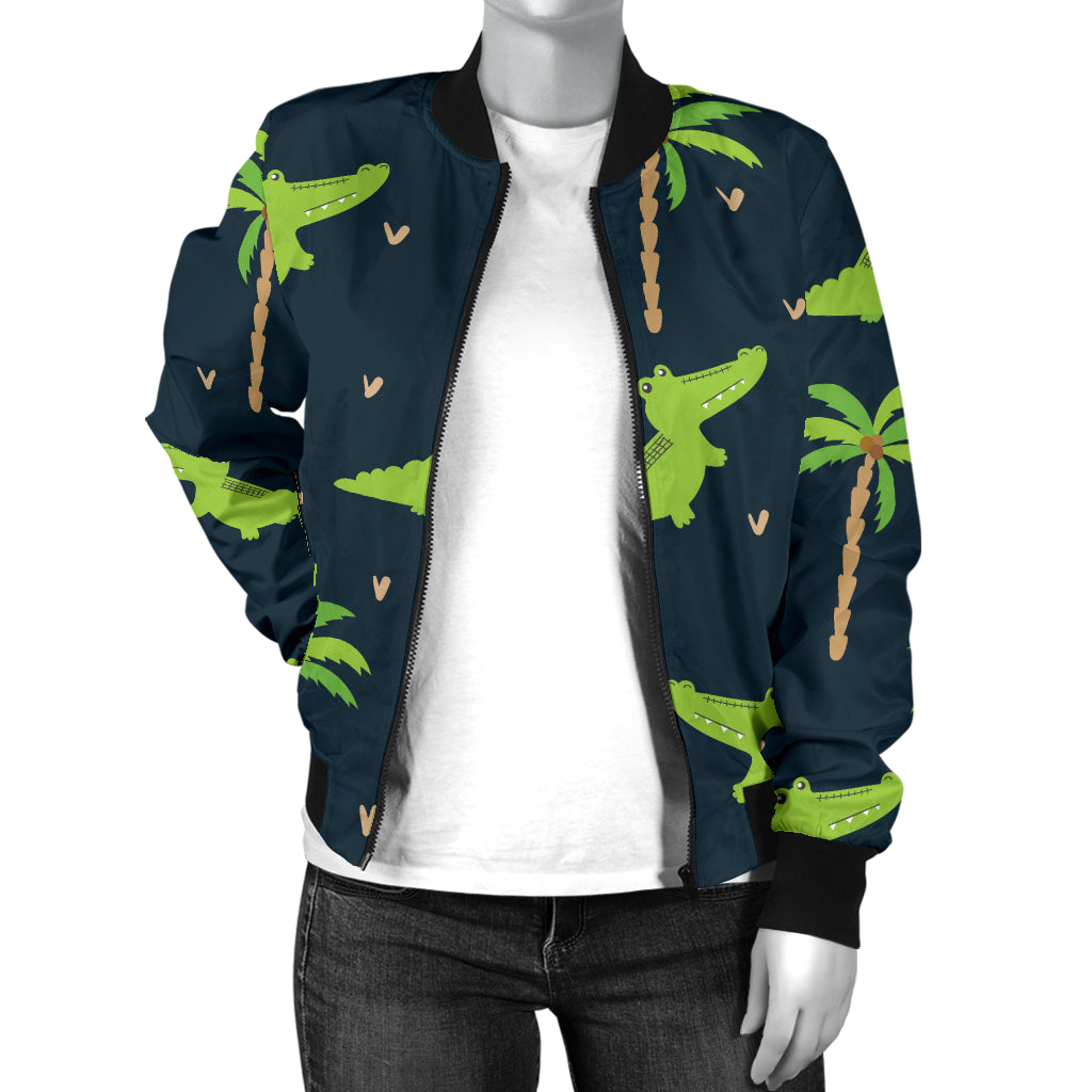 Alligator Pattern Print Design 02 Women's Bomber Jacket