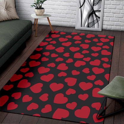 Heart Red Pattern Print Design HE01 Area Rugs