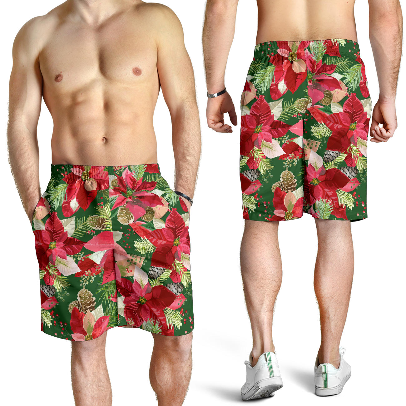 Poinsettia Pattern Print Design POT03 Mens Shorts