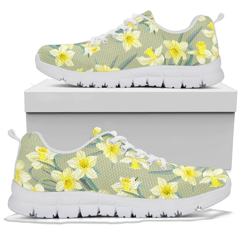 Daffodils Pattern Print Design DF01 Sneakers White Bottom Shoes