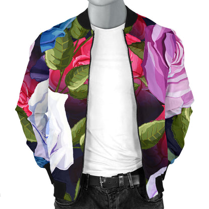 Rose Pattern Print Design RO09 Men Bomber Jacket