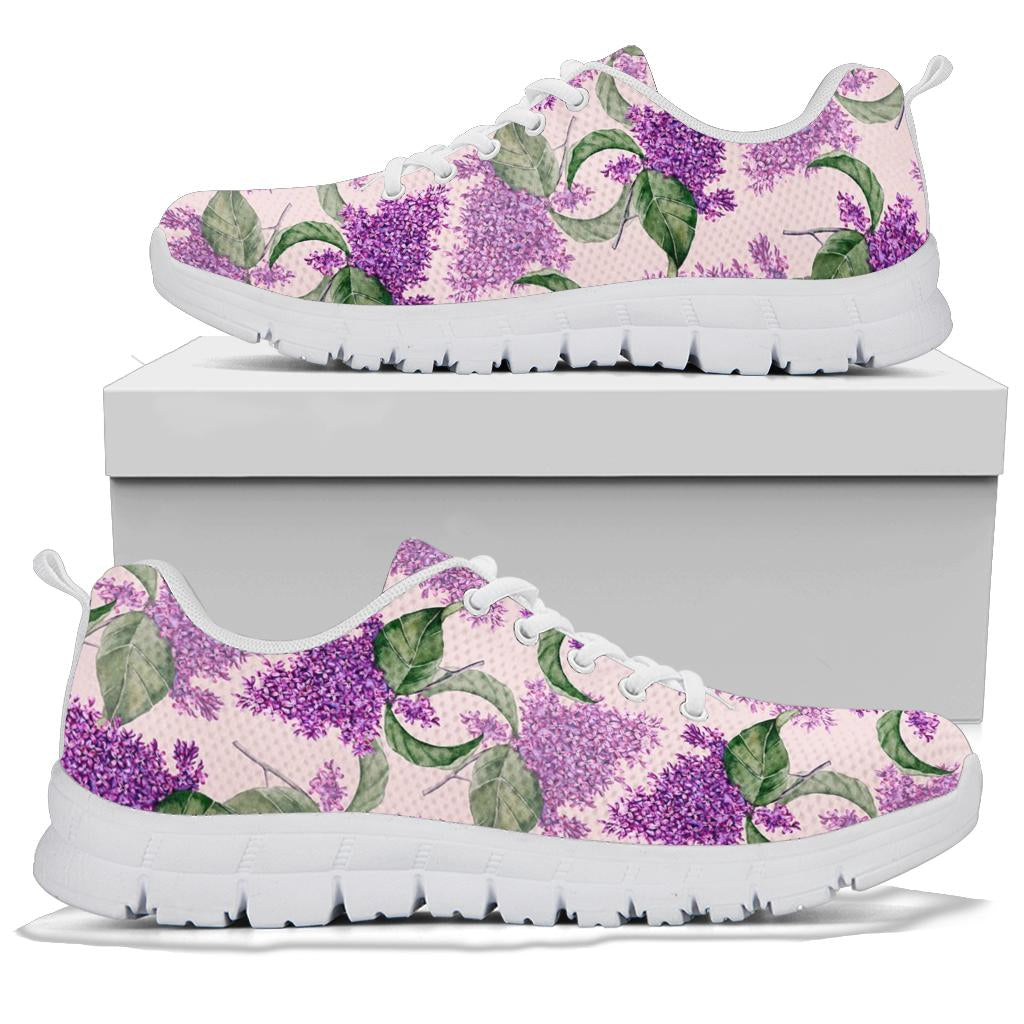 Lilac Pattern Print Design LI02 Sneakers White Bottom Shoes