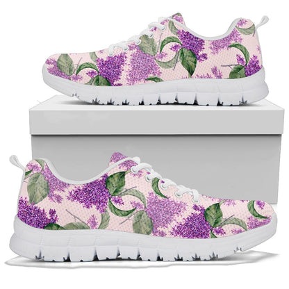 Lilac Pattern Print Design LI02 Sneakers White Bottom Shoes