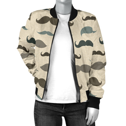Mustache Pattern Print Design A01 Women's Bomber Jacket