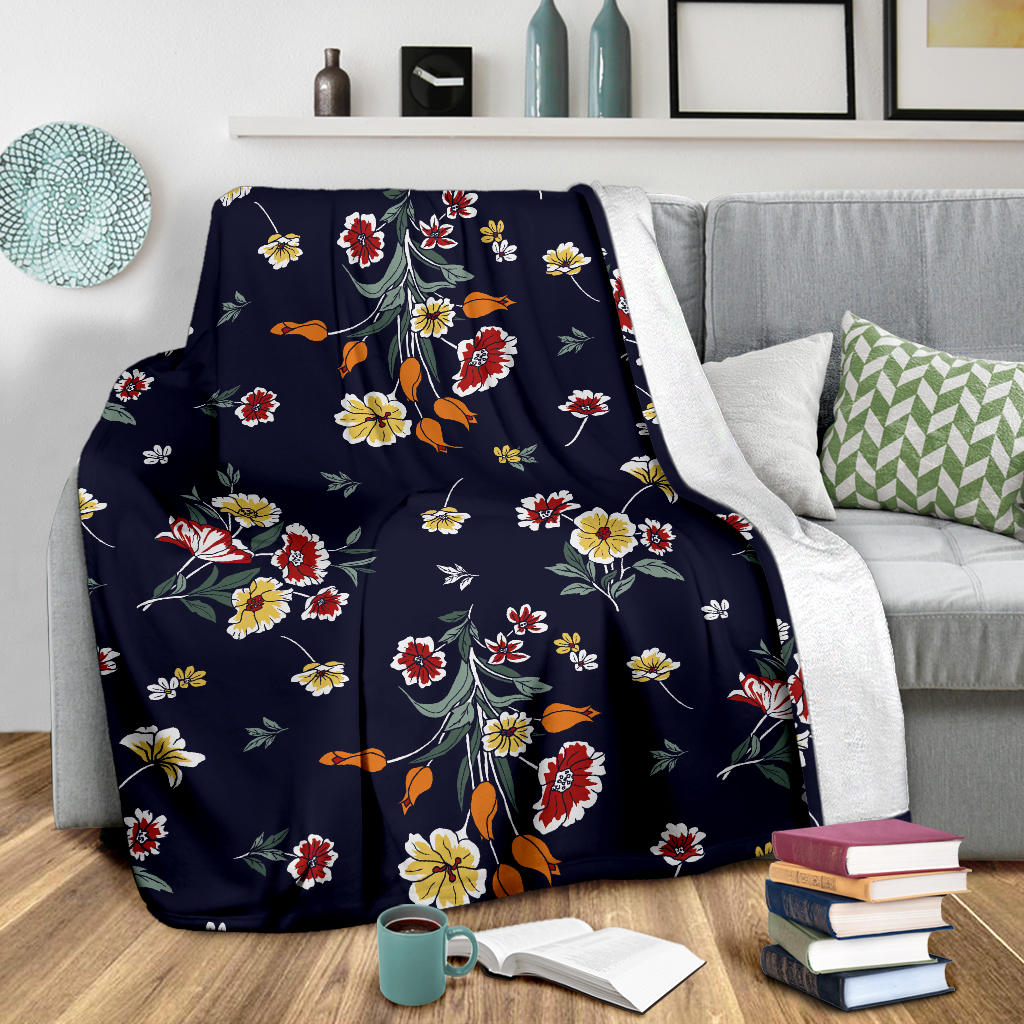Summer Floral Pattern Print Design SF01 Fleece Blanket