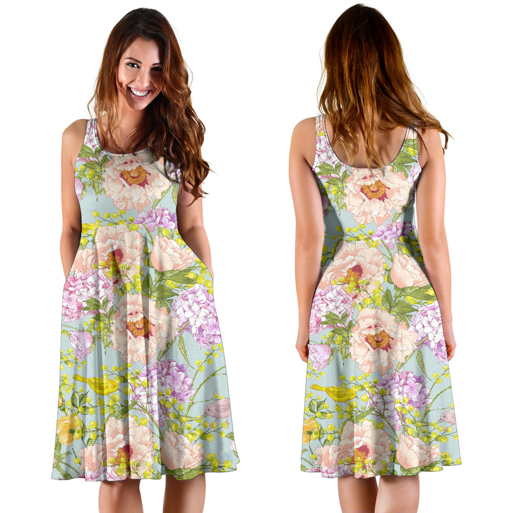 Hydrangea Pattern Print Design HD02 Midi Dress