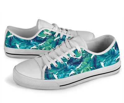 Brightness Tropical Palm Leaves White Bottom Low Top Shoes