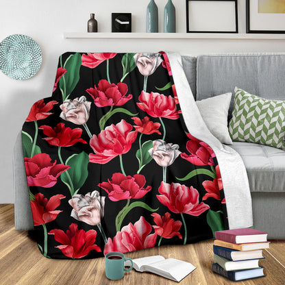 Tulip Pattern Print Design TP08 Fleece Blanket