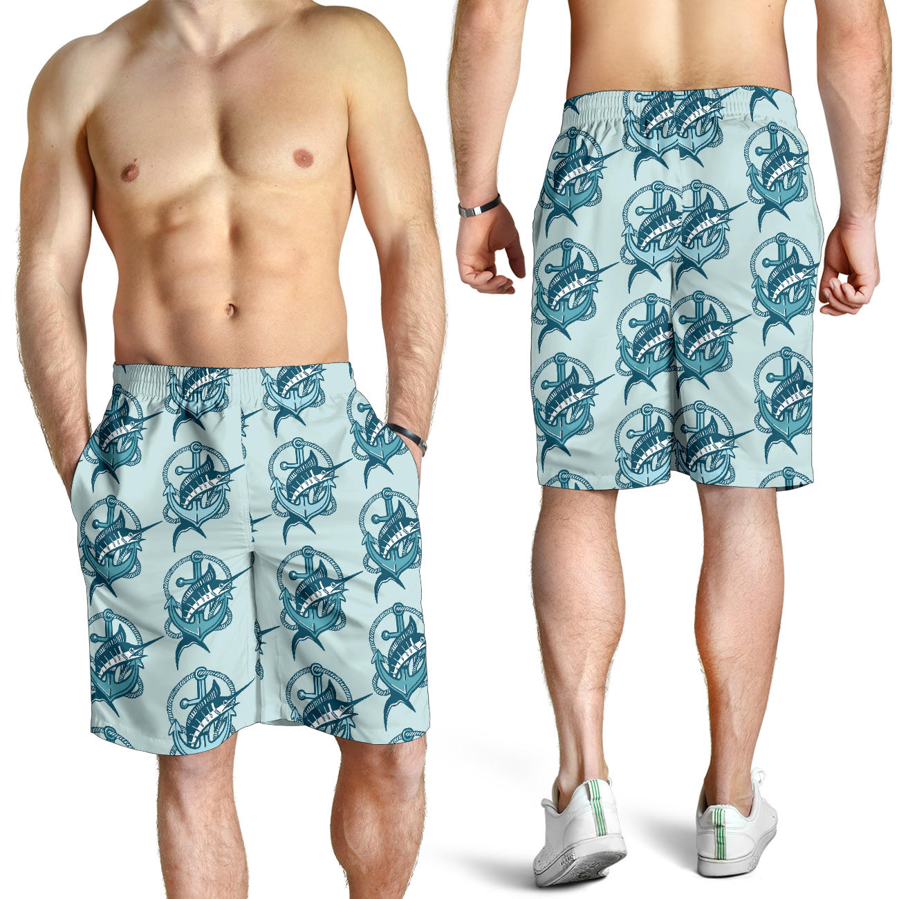Swordfish Pattern Print Design 03 Mens Shorts
