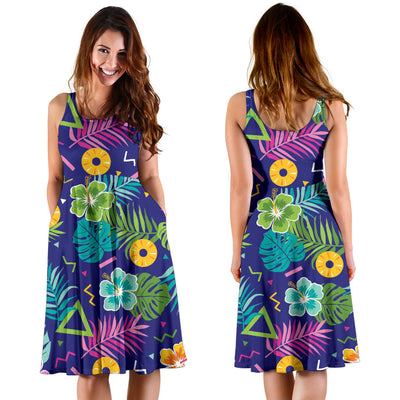 Hawaiian Themed Pattern Print Design H014 Midi Dress