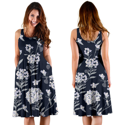 Hydrangea Pattern Print Design HD07 Midi Dress
