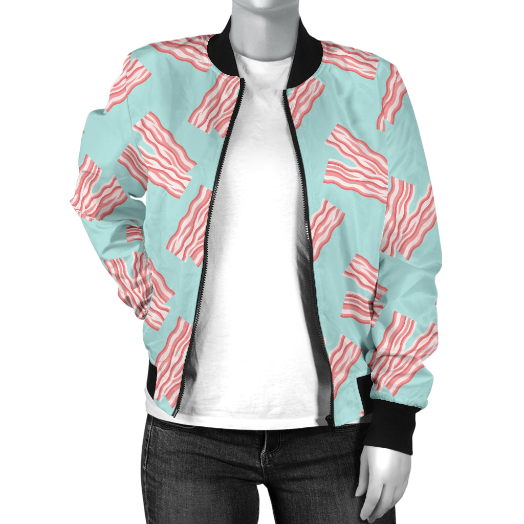 Bacon Pattern Print Design 04 Women's Bomber Jacket