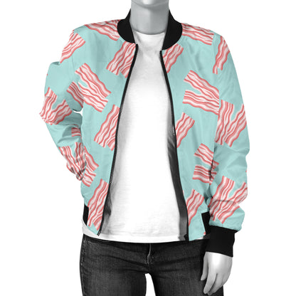 Bacon Pattern Print Design 04 Women's Bomber Jacket