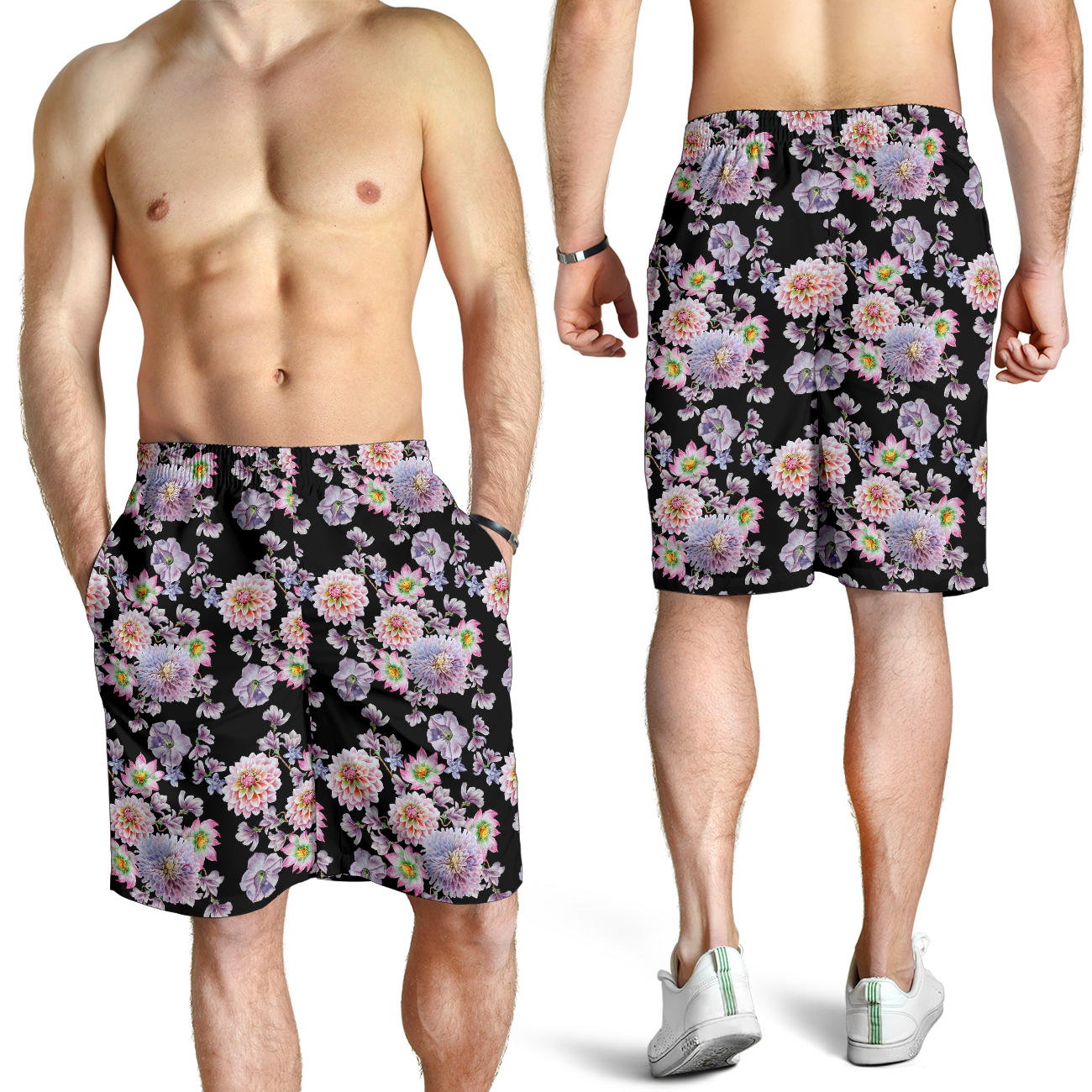 Dahlia Pattern Print Design DH012 Mens Shorts