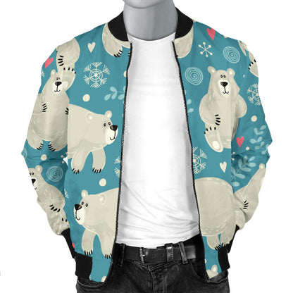 Bear Pattern Print Design BE04 Men Bomber Jacket