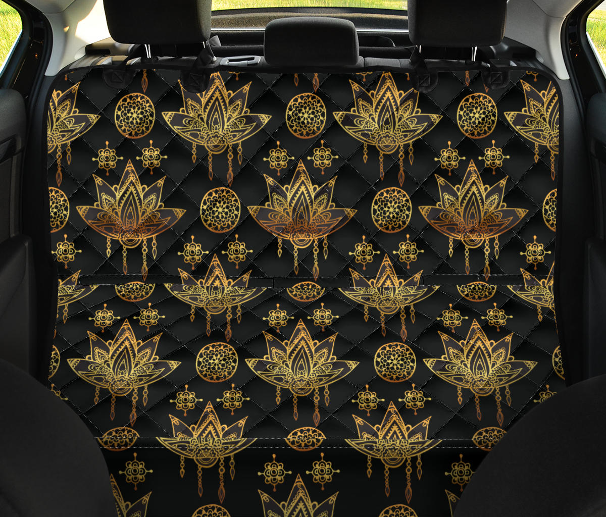 Lotus Boho Pattern Print Design LO03 Rear Dog  Seat Cover