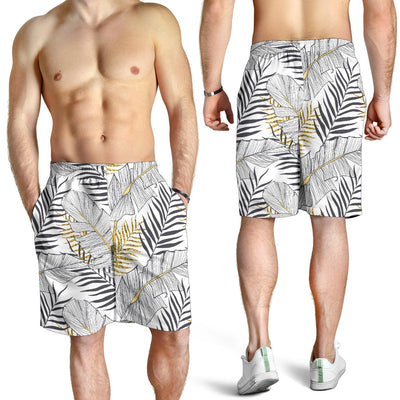 Gold Glitter Tropical Palm Leaves Mens Shorts