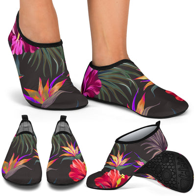 Hibiscus Pattern Print Design HB014 Aqua Water Shoes