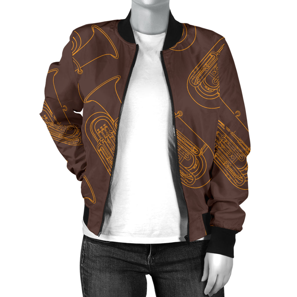 Tuba Pattern Print Design 02 Women's Bomber Jacket