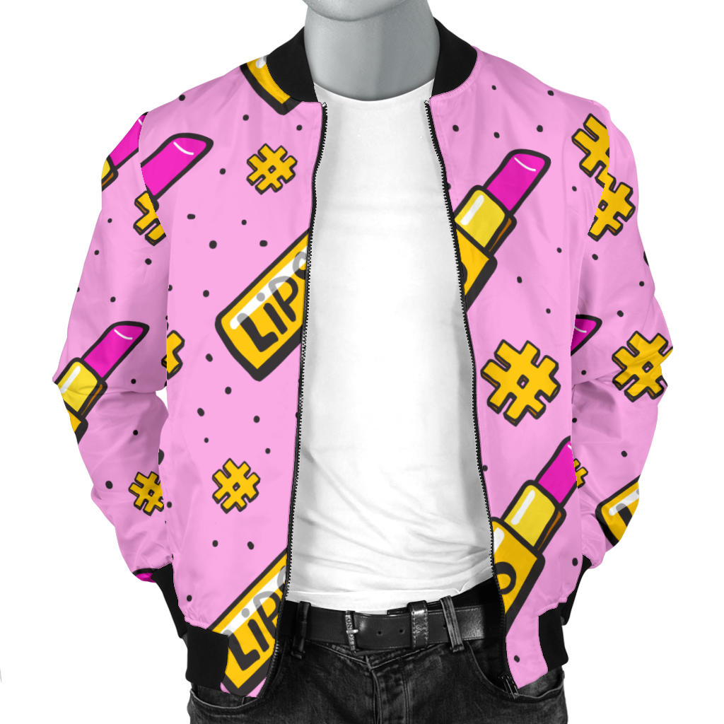 Lipstick Pattern Print Design LT03 Men Bomber Jacket