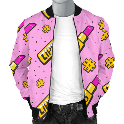Lipstick Pattern Print Design LT03 Men Bomber Jacket
