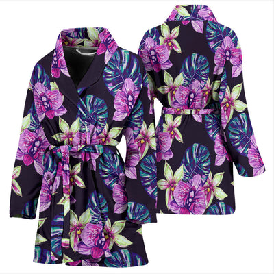 Orchid Pattern Print Design OR010 Women Bathrobe