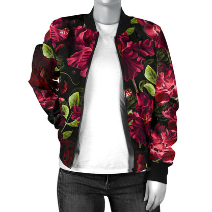 Iris Pattern Print Design IR03 Women Bomber Jacket