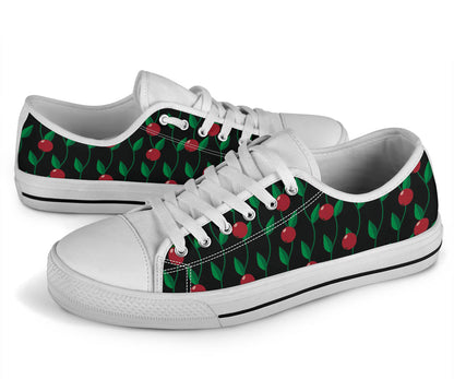 Cranberry Pattern Print Design CB01 White Bottom Low Top Shoes