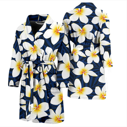 Plumeria Pattern Print Design PM026 Men Bathrobe