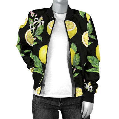 Lemon Pattern Print Design LM02 Women Bomber Jacket