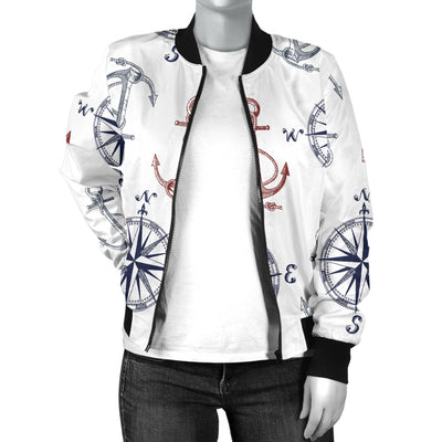 Anchor Pattern Print Design 06 Women's Bomber Jacket