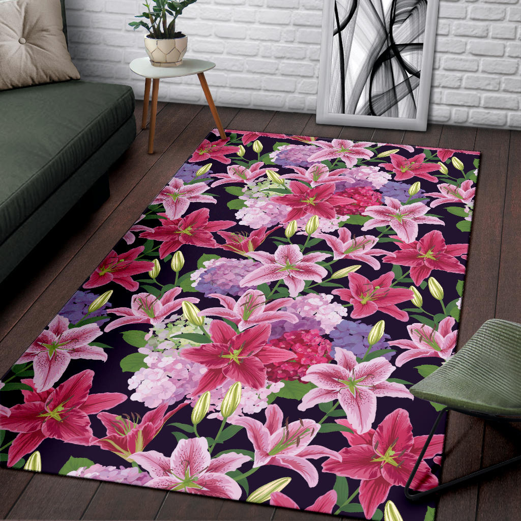 Lily Pattern Print Design LY017 Area Rugs