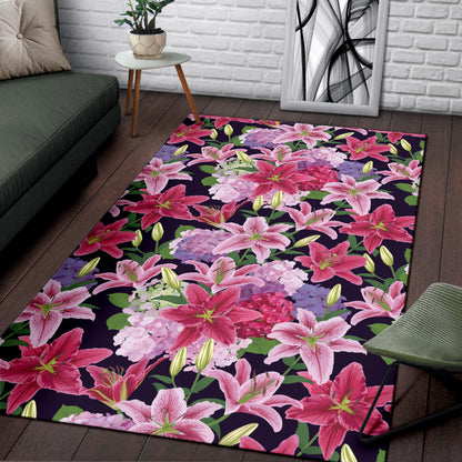Lily Pattern Print Design LY017 Area Rugs