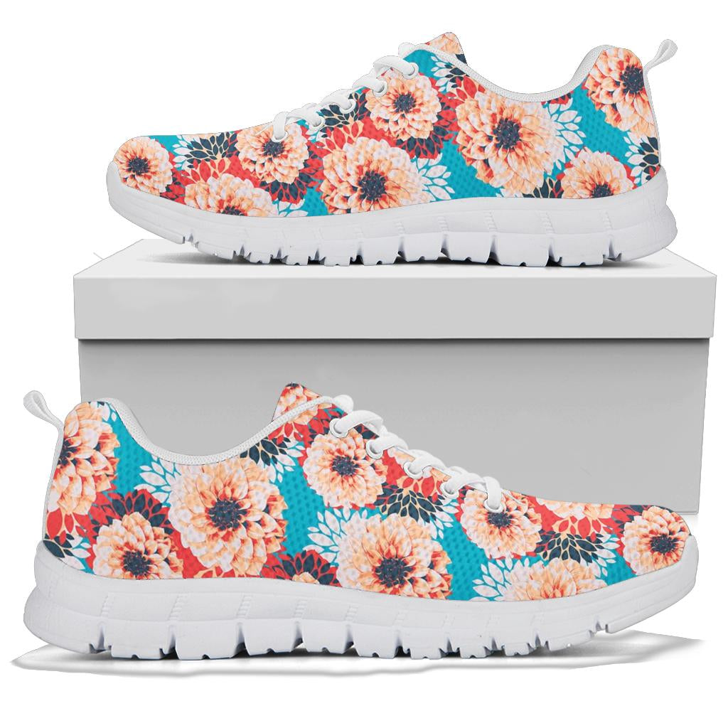 Dahlia Pattern Print Design DH05 Sneakers White Bottom Shoes