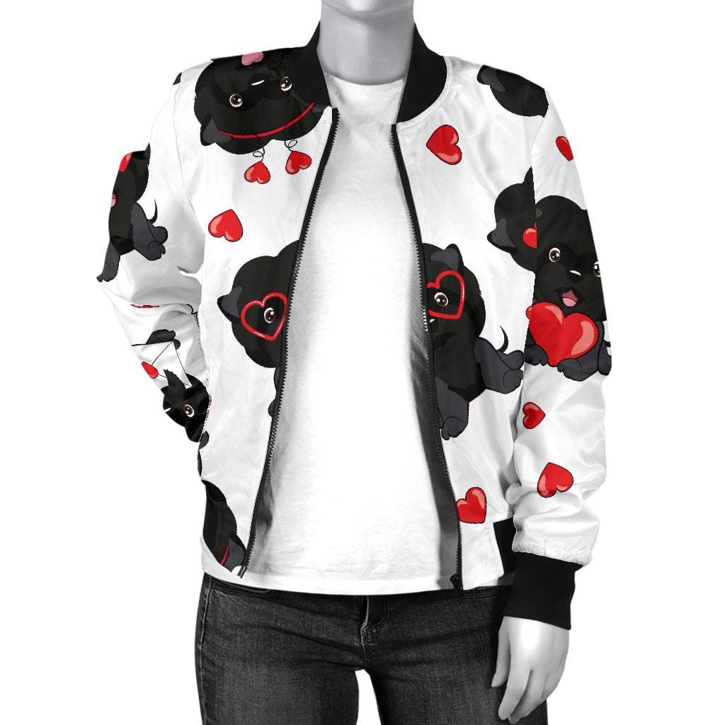 Affenpinscher Pattern Print Design 01 Women's Bomber Jacket