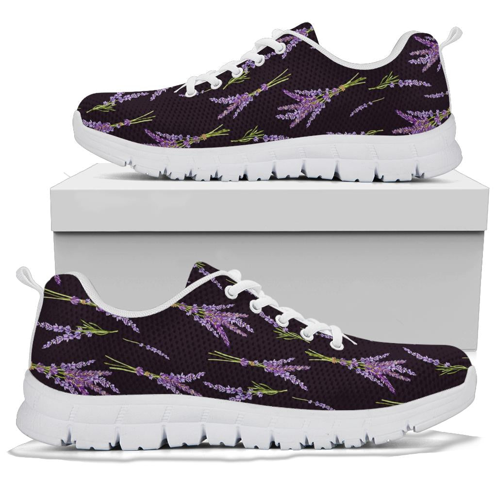 Lavender Pattern Print Design LV05 Sneakers White Bottom Shoes