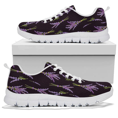Lavender Pattern Print Design LV05 Sneakers White Bottom Shoes