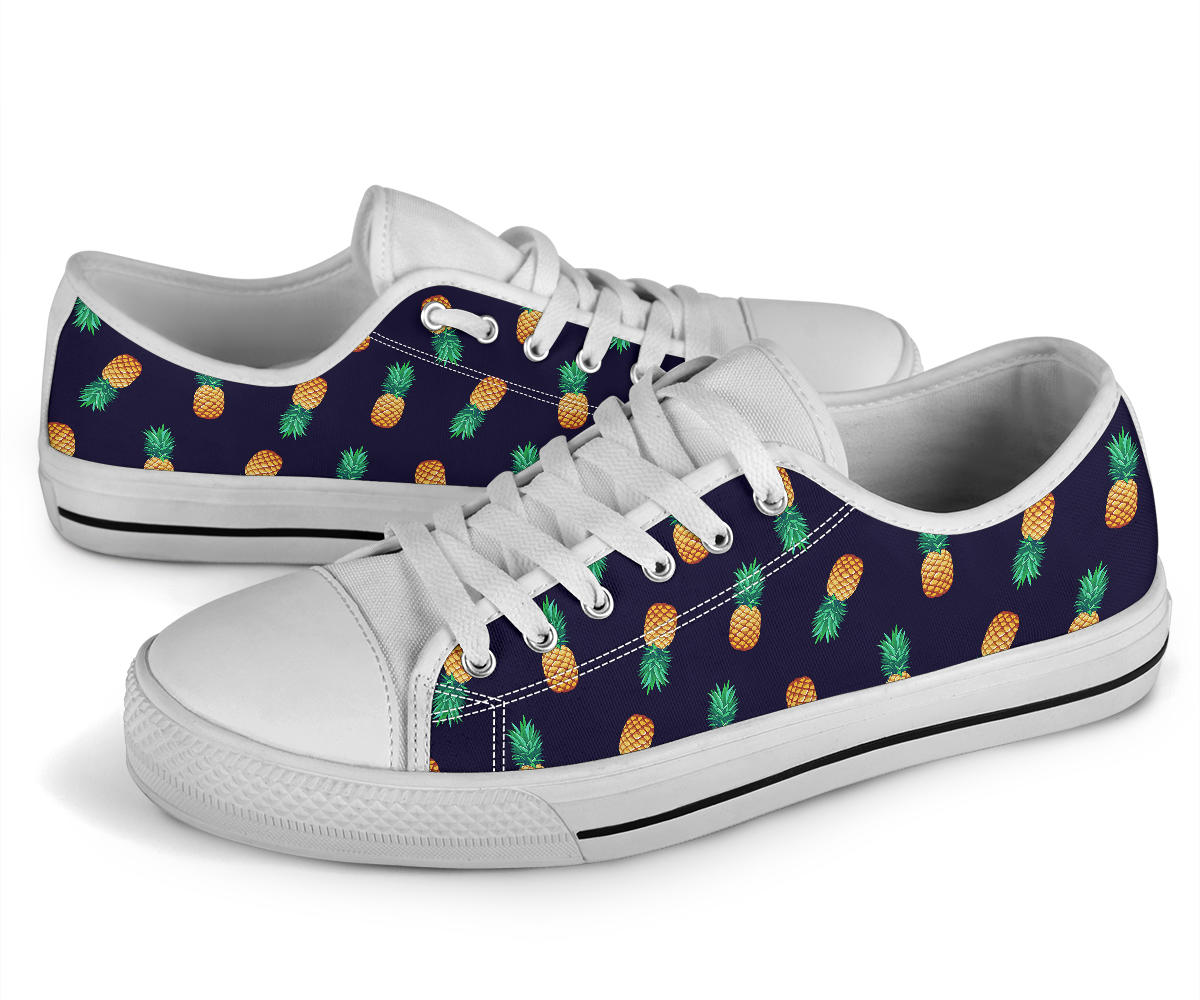 Pineapple Pattern White Bottom Low Top Shoes