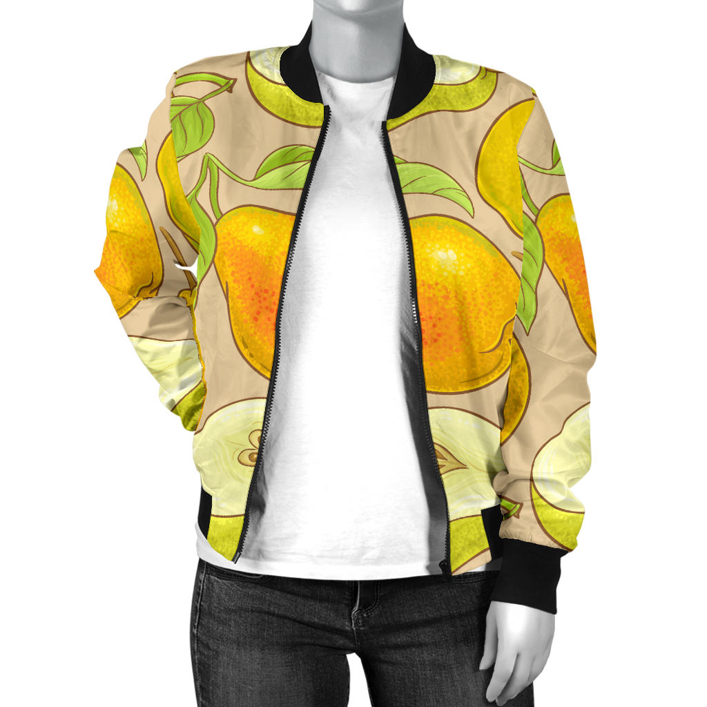 Pear Pattern Print Design PE05 Women Bomber Jacket