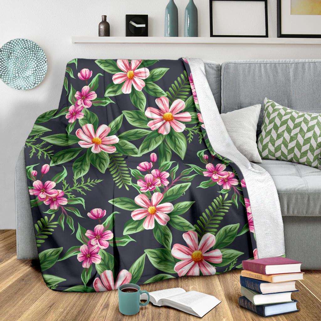Summer Floral Pattern Print Design SF010 Fleece Blanket