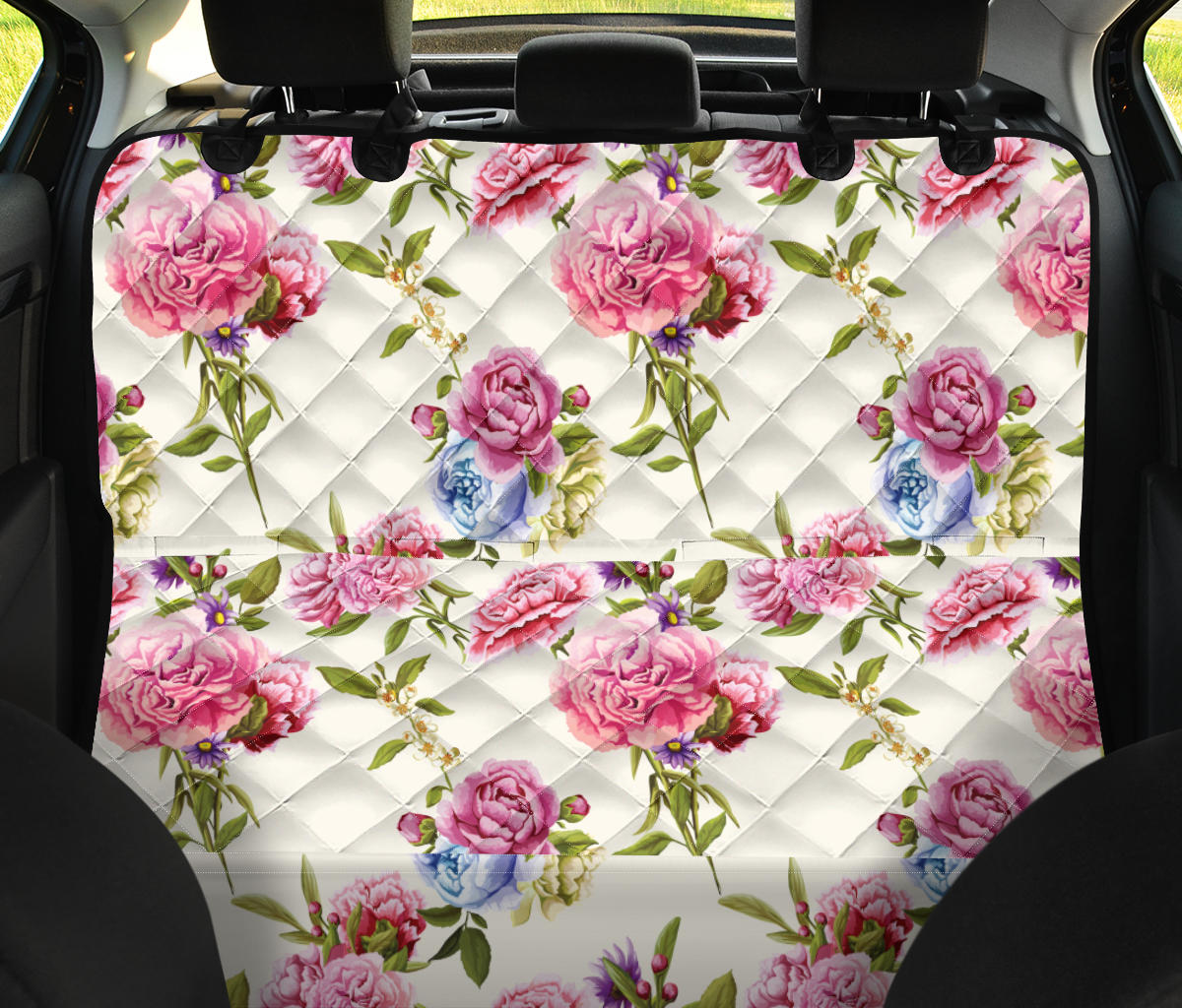 Carnations Pattern Print Design CN02 Rear Dog  Seat Cover