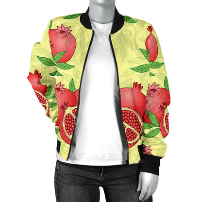 Pomegranate Pattern Print Design PG07 Women Bomber Jacket