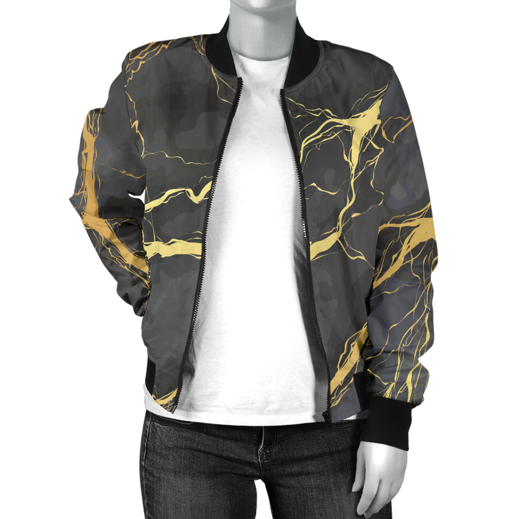 Marble Pattern Print Design 02 Women's Bomber Jacket