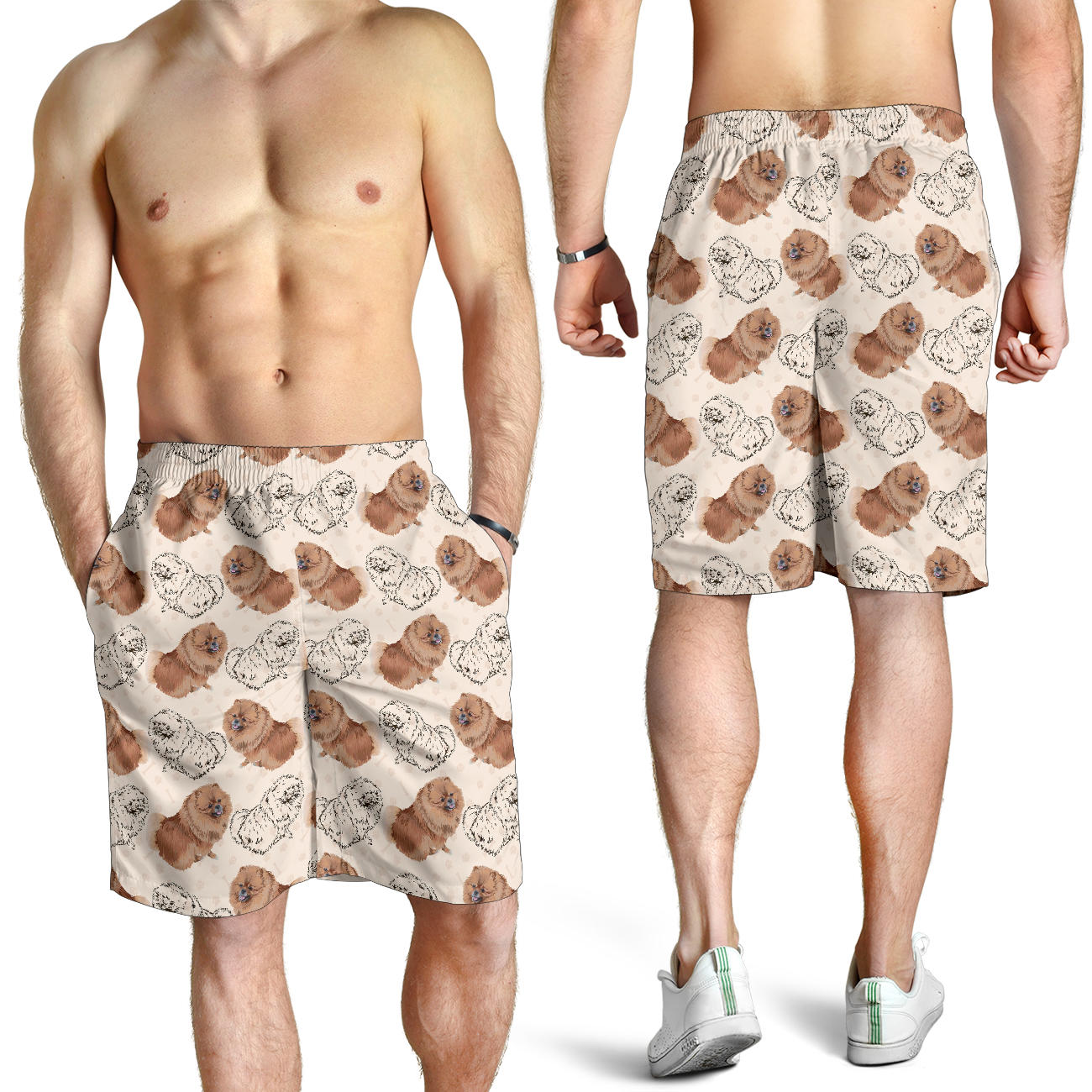 Pomeranians Pattern Print Design A01 Mens Shorts