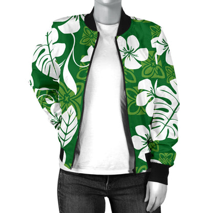 Hawaiian Themed Pattern Print Design H016 Women Bomber Jacket