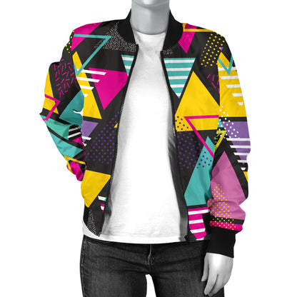 Geometric Colorful Pattern Print Design 02 Women's Bomber Jacket