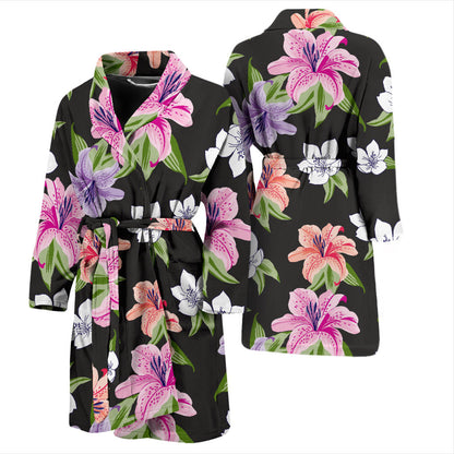 Lily Pattern Print Design LY02 Men Bathrobe