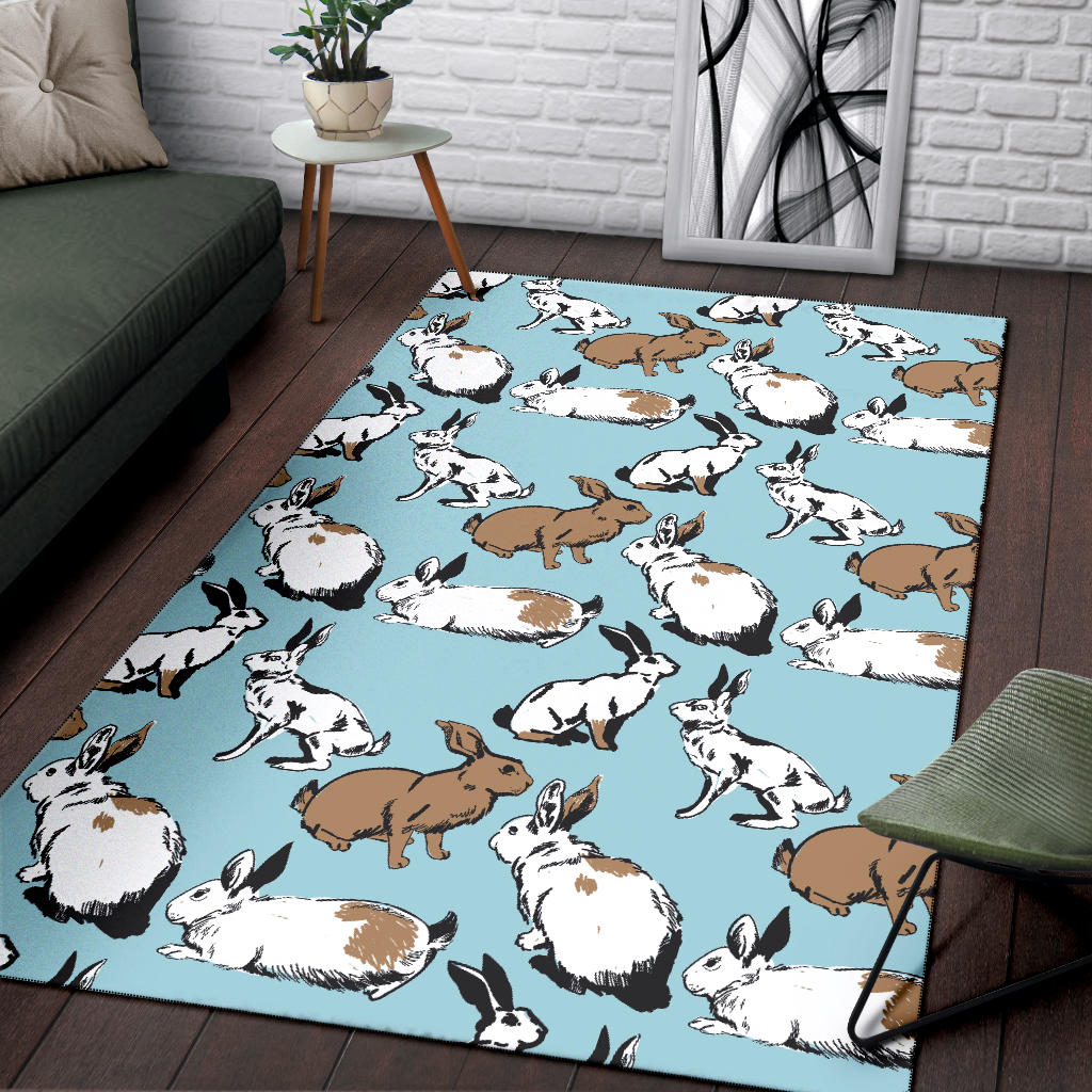 Rabbit Pattern Print Design RB018 Area Rugs